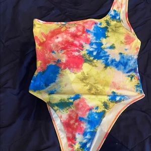 One Shoulder Tie Dye Bodysuit